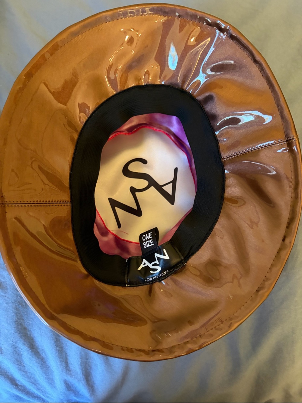 ASN Patent Leather Brown Bucket Hat - One Size-Anthropolgie